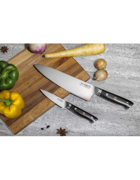 Conjunto de facas de cozinha e de faca de aparar Fukito Ebène X50