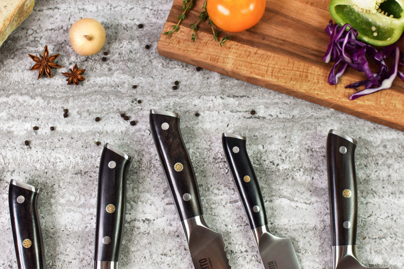 Conjunto de facas de cozinha e de faca de aparar Fukito Ebène X50