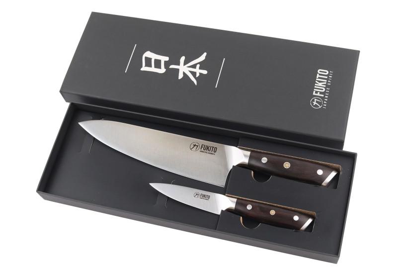 Knivset med 2 Fukito Ebony X50 Chef + Paring knivar knivar