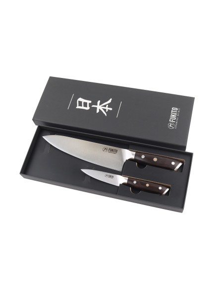 Conjunto de facas de cozinha e de faca de aparar Fukito Ebène X50