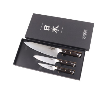 3 kpl Fukito Ebony X50 Chef + Utility + Paring veitset veitsisarja