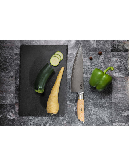 Knivset med 2 knivar Fukito Pakka San Mai: Kockkniv + Skalkniv