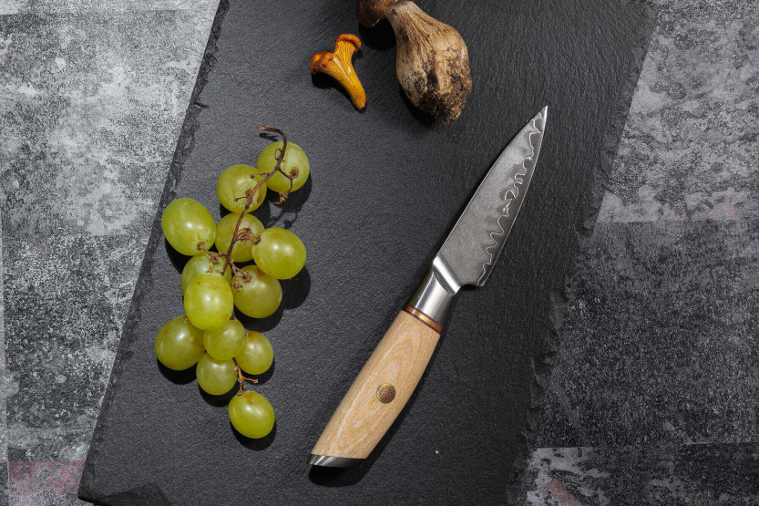 Knivsett med 2 Fukito Pakka San Mai-kniver: kokkekniv + skrællekniv