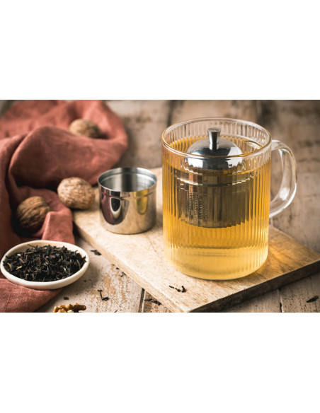 Infusor de chá em aço inoxidável Cristel de 4,5 cm com suporte