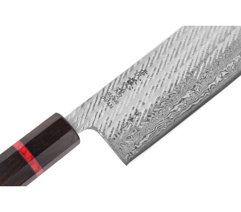 Cuchillo nakiri japonés artesanal Wusaki Nawame de 16,5 cm, acero AUS10 damasco 2