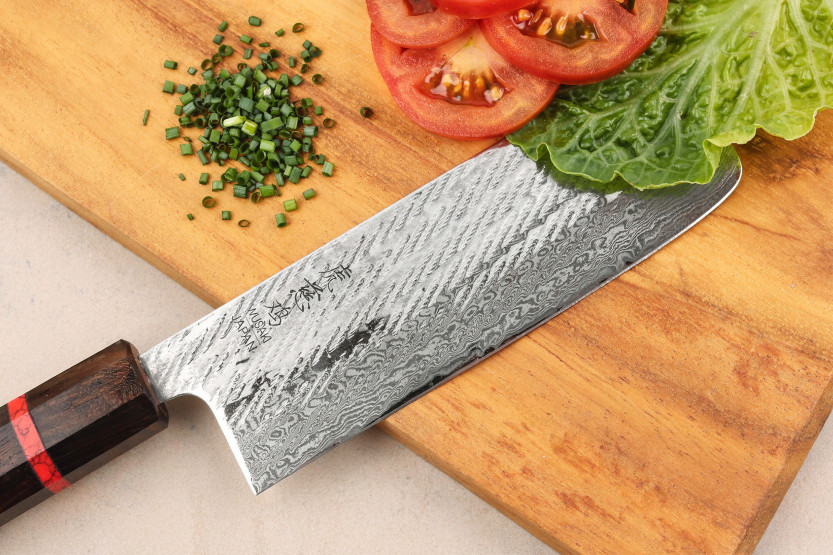 Wusaki Nawame AUS10 Damascus Handcrafted Japanese Nakiri Knife, 16.5 cm