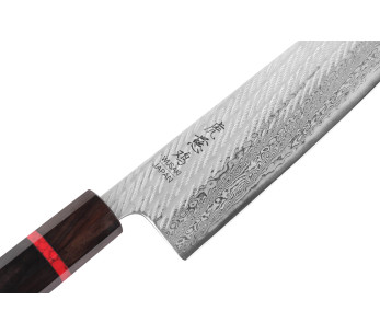 Handgjord japansk kockkniv, 24 cm, Wusaki Nawame AUS10 damask 2