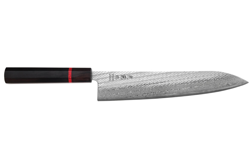Handgjord japansk kockkniv, 24 cm, Wusaki Nawame AUS10 damask