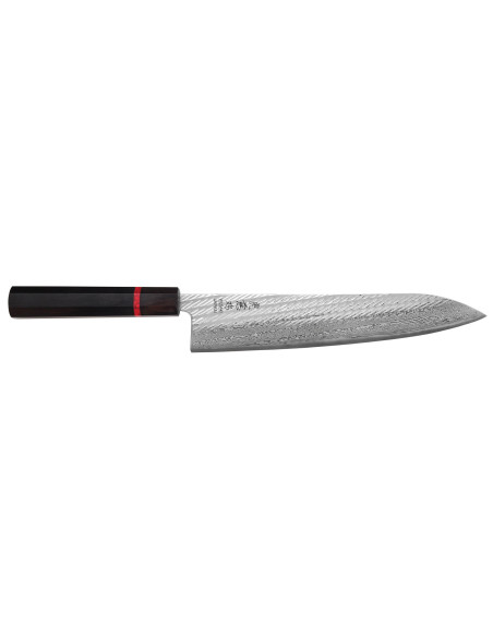 Coltello da chef giapponese artigianale Wusaki Nawame AUS10 damasco, 24 cm