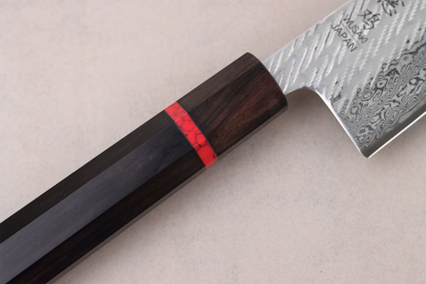 Handgefertigtes japanisches Kochmesser 24 cm, Wusaki Nawame, AUS10-Damast