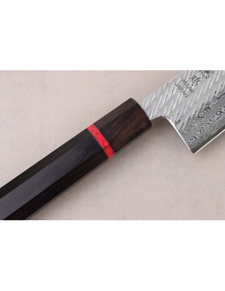 Faca de chef japonesa artesanal Wusaki Nawame AUS10 damasco, 24 cm