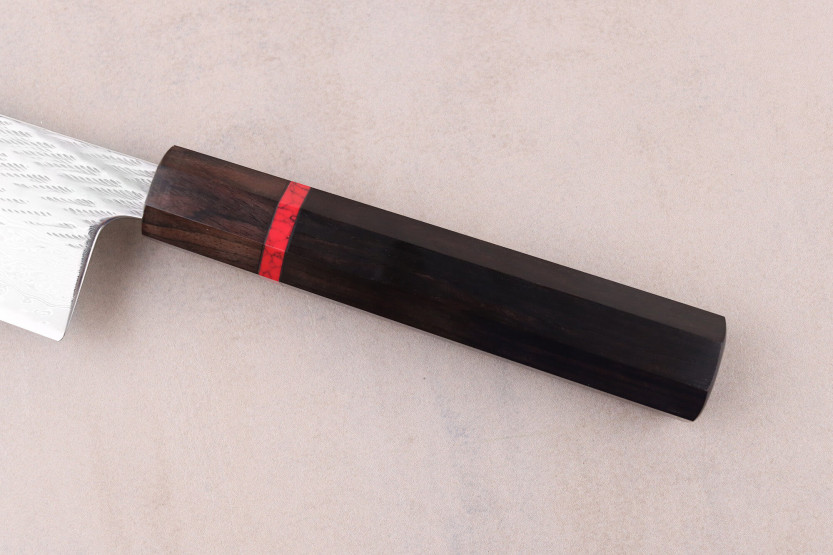 Faca de chef japonesa artesanal Wusaki Nawame AUS10 damasco, 24 cm