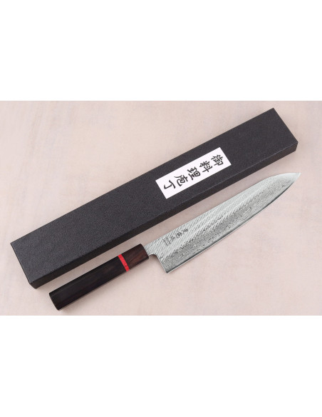 Wusaki Nawame AUS10 -damaskiteräs, käsintehty japanilainen kokkiveitsi, 24 cm