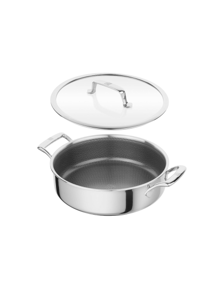 Zwilling Peak Ceraforce® HyCoat Provençal sautépanne i rustfritt stål med keramisk belegg og glasslokk, 26 cm