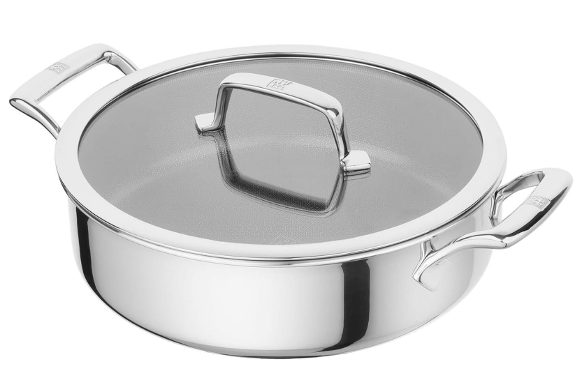 Sartén «Peak Ceraforce® HyCoat Provençal» de Zwilling, de acero inoxidable con recubrimiento cerámico y tapa de cristal, 26 cm