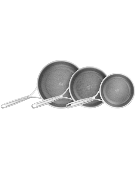 Set of 3 Zwilling Peak Ceraforce® HyCoat stainless steel skillets with ceramic coating, 20, 24, and 26 cm