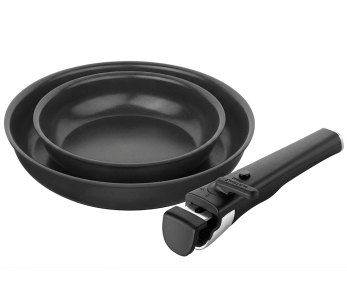 Juego de 2 sartenes Zwilling Unlock Ceraforme® Titanium de aluminio de 20 y 28 cm + 1 mango desmontable
