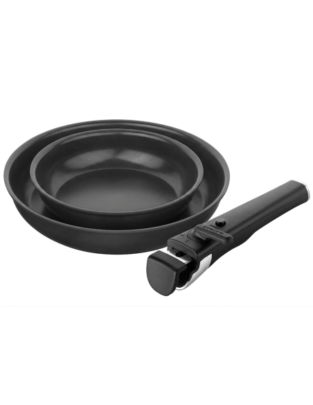 2er-Set Zwilling Unlock Ceraforme® Titanium Pfannen aus Aluminium (20 und 28 cm) + 1 abnehmbarer Griff
