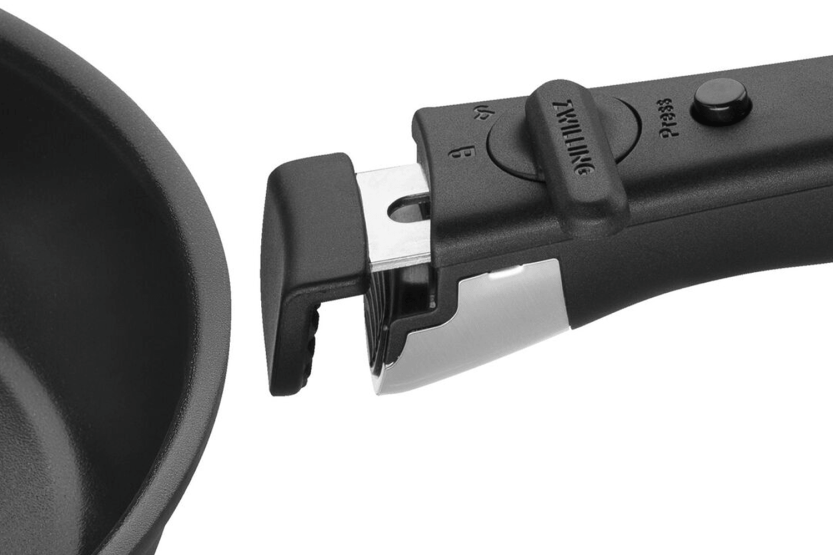 Sett med 2 Zwilling Unlock Ceraforme® Titanium -stekepanner i aluminium, 24 og 28 cm, + 1 avtakbart håndtak