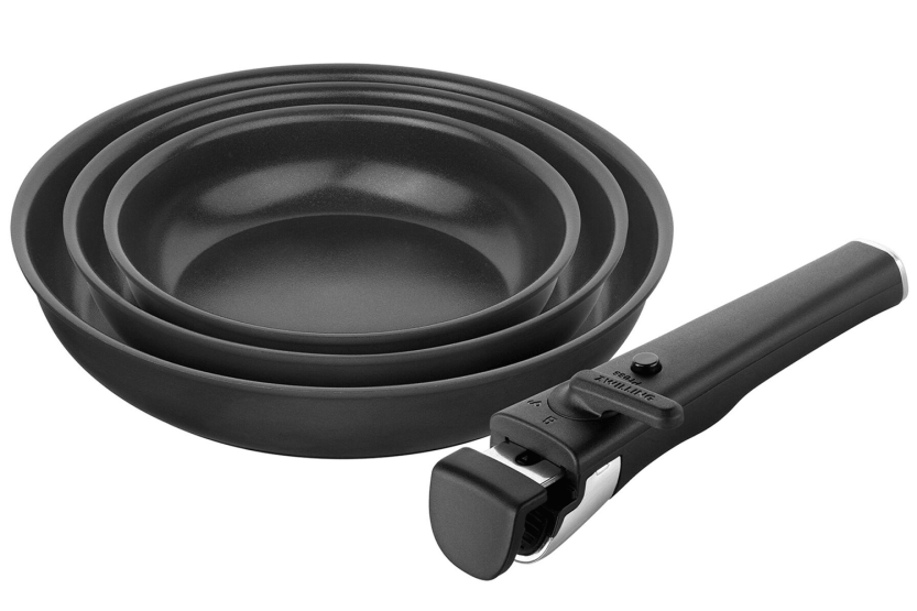 Conjunto de 3 frigideiras Zwilling Unlock em alumínio de 20, 24 e 28 cm + 1 pega amovível