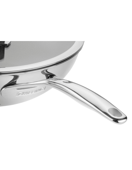 Wok Zwilling Peak Ceraforce® HyCoat em aço inoxidável e revestimento cerâmico com tampa de vidro, 30 cm