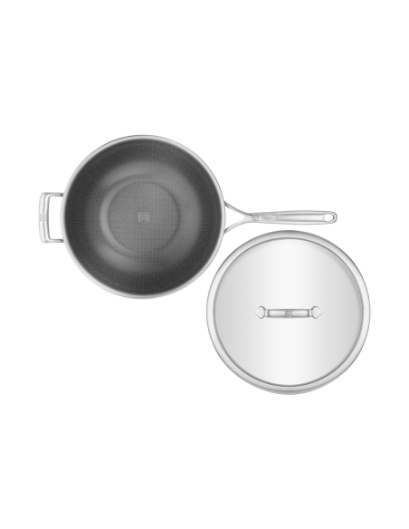 Zwilling Peak Ceraforce® HyCoat-wok i rustfrit stål med keramisk belægning og glaslåg, 30 cm