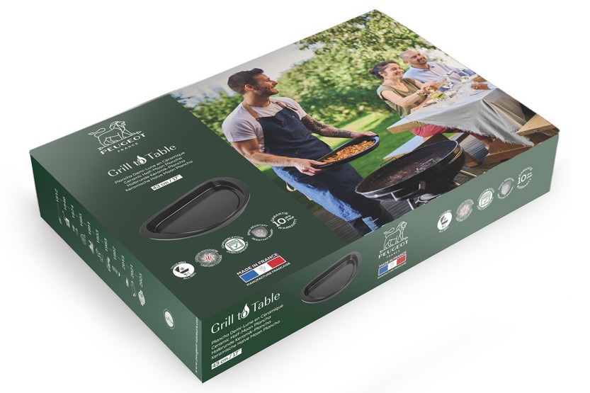 Zwarte halvemaanvormige plancha van Peugeot Grill to table, van keramiek - 43 cm