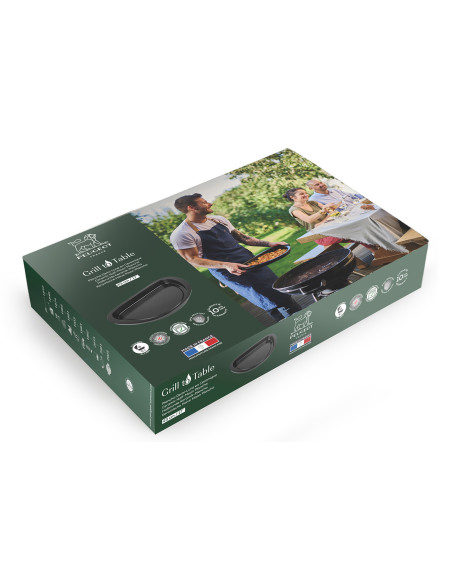 Plancha de media luna negra Peugeot «Grill to table» de cerámica - 43 cm