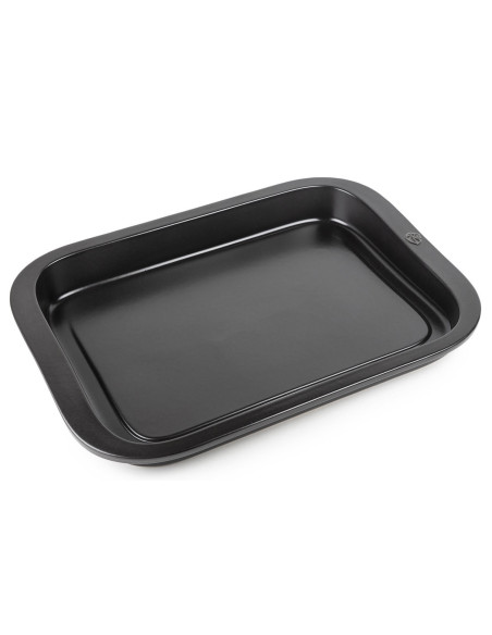 Svart, rektangulær plancha fra Peugeot «Grill to table» i keramikk – 43 cm