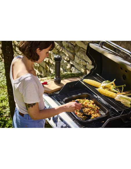 Peugeot "Grill to Table" Black Rectangular Ceramic Plancha - 43 cm
