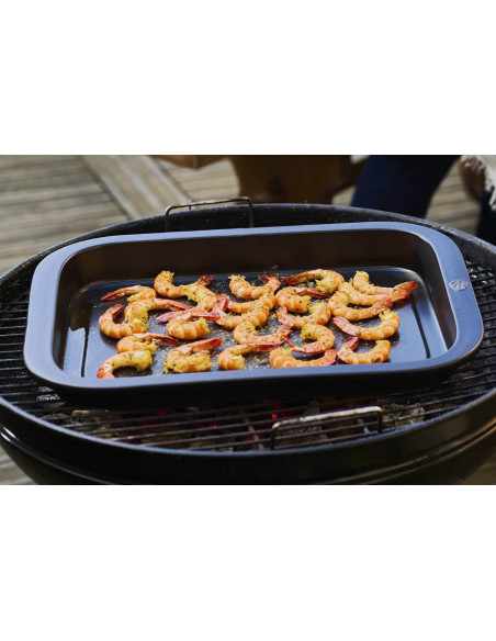 Schwarze, rechteckige Plancha „Grill to Table“ von Peugeot aus Keramik – 43 cm