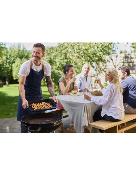 Plancha rectangular negra Peugeot «Grill to table» de cerámica - 43 cm