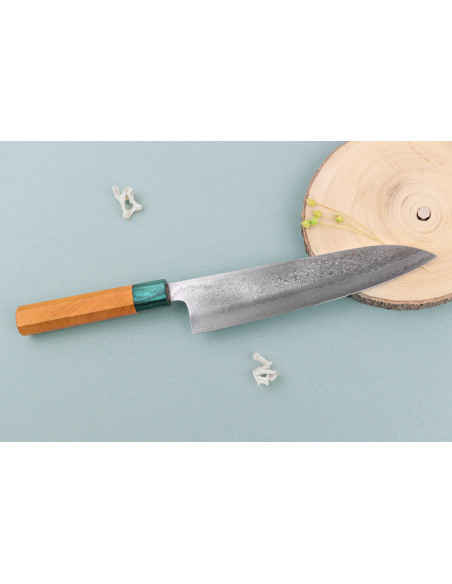 Faca de chef japonesa artesanal de 21 cm, Makoto Kurosaki Kodama VG10