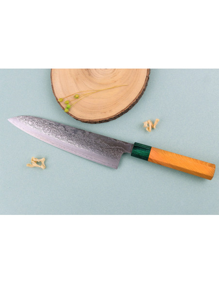 Faca de chef japonesa artesanal de 21 cm, Makoto Kurosaki Kodama VG10
