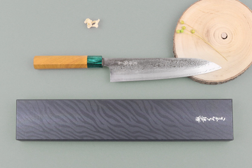 Cuchillo de chef japonés artesanal de 21 cm, Makoto Kurosaki Kodama VG10