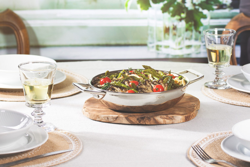 Frigideira funda Cristel Castel'Pro Sauté em aço inoxidável 18/10 de 5 camadas