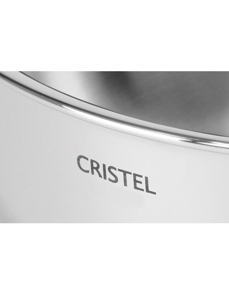 Cristel Castel'Pro Sartén alta de acero inoxidable 18/10 de 5 capas con 2 asas fijas + tapa de cristal