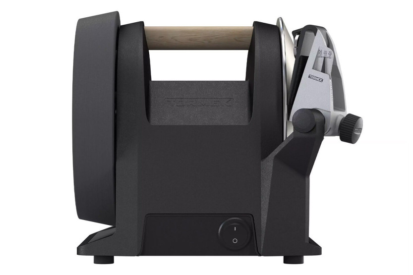 Zwarte elektrische slijpmachine TORMEK T-1 met stille diamantslijpschijf