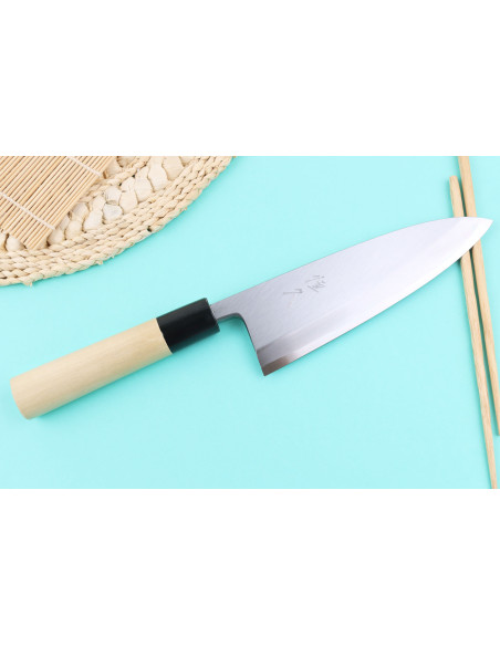 Faca deba japonesa artesanal Tsunehisa WS2 de 18 cm