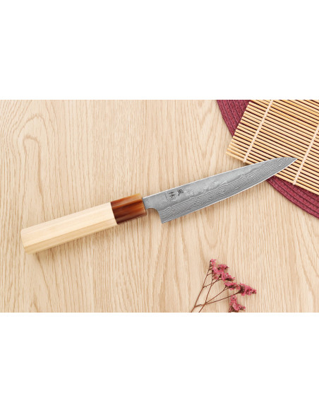 13.5 cm Handcrafted Japanese Yuzo Haruto Damascus Utility Knife