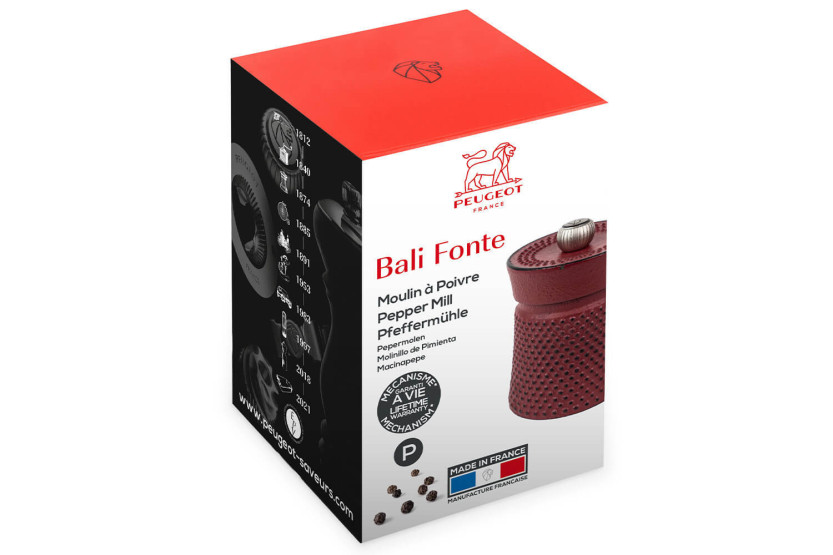 Peugeot Bali Manual Pepper Mill, Matte Red Cast Iron, 8 cm