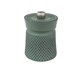 Moinho de pimenta manual Peugeot Bali, em ferro fundido verde celadão, 8 cm