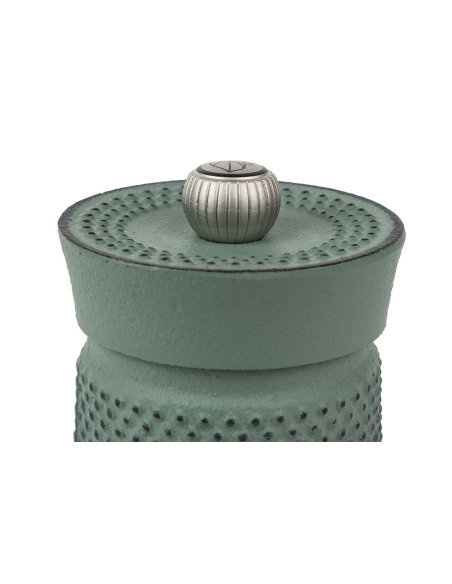 Moinho de pimenta manual Peugeot Bali, em ferro fundido verde celadão, 8 cm