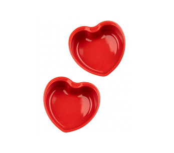Juego de 2 fuentes de horno Peugeot For You con corazón rojo, de cerámica, de 13,5 cm