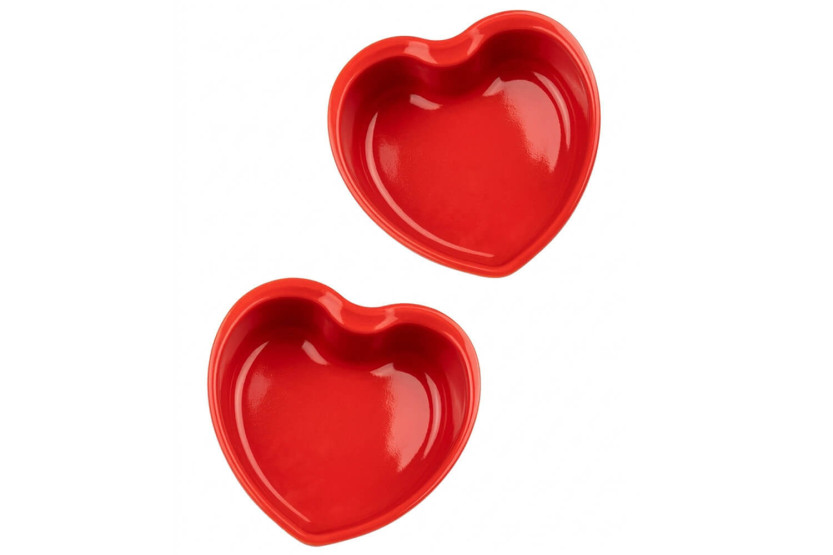 Set van 2 keramische ovenschalen Peugeot For You met rood hart, 13,5 cm