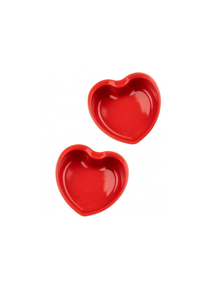 Conjunto de 2 travessas de forno Peugeot For You com coração vermelho, em cerâmica, 13,5 cm