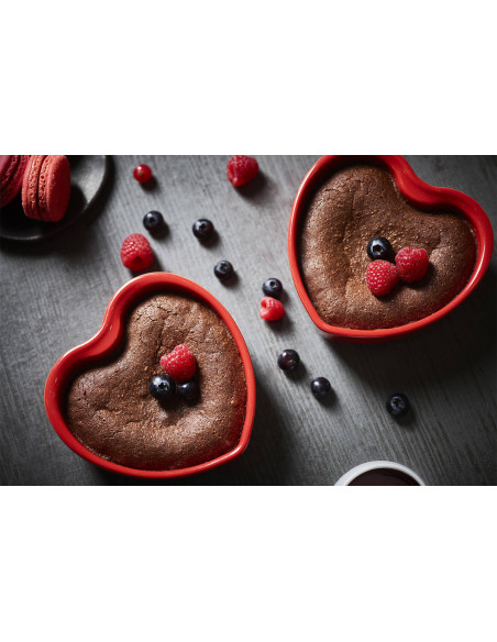 Set van 2 keramische ovenschalen Peugeot For You met rood hart, 13,5 cm