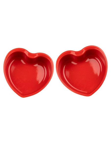 Set van 2 keramische ovenschalen Peugeot For You met rood hart, 13,5 cm