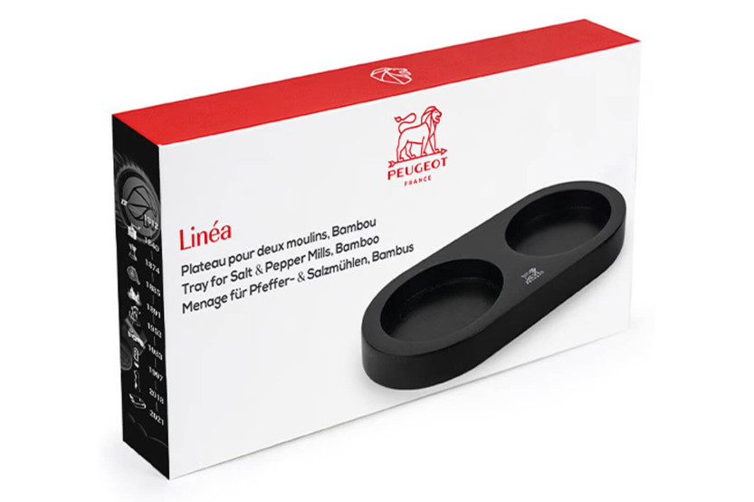 Bandeja para dois moinhos Peugeot Linéa em bambu preto mate