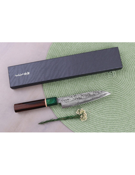 Coltello universale giapponese artigianale Makoto Kurosaki Samidorizuki SGStrix da 13,5 cm